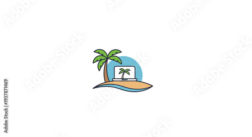 Tropical island with palm trees beach.