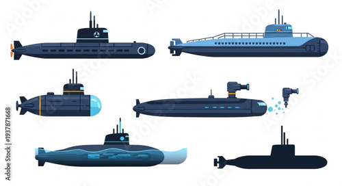 Collection of Submarines in Various Profiles.