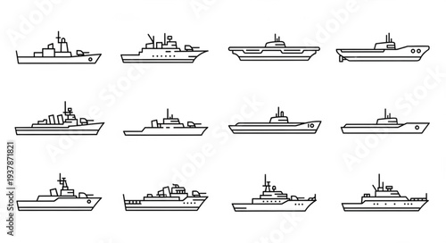 Collection of Naval Warship Illustrations.