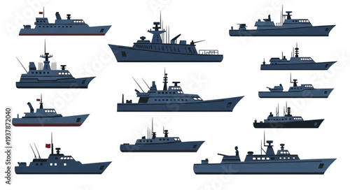 Collection of Naval Warships and Destroyers.