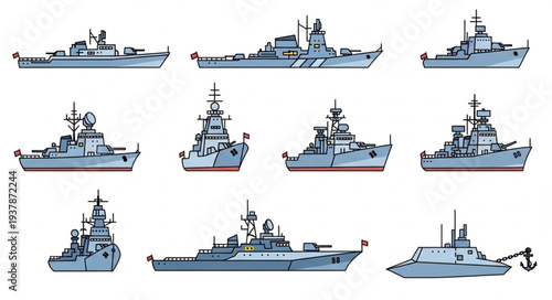 Collection of Naval Warships and Vessels.