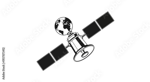 Global communication satellite orbiting Earth for global data transmission