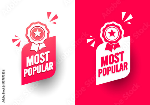 Modern Label With Medal Icon And Text Most Popular