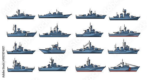 Collection of Various Naval Warships.