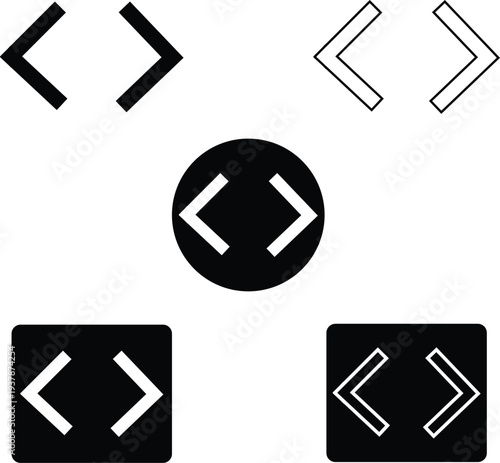 Less than greater than icon vector. Angle brackets symbol for code and programming
