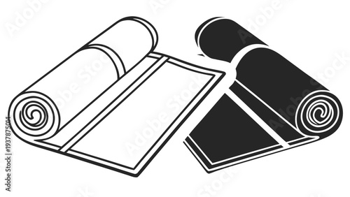 Vector illustration of Set of Rolled Mats or Blankets Vector Illustration for Yoga Exercise or Comfort Concept