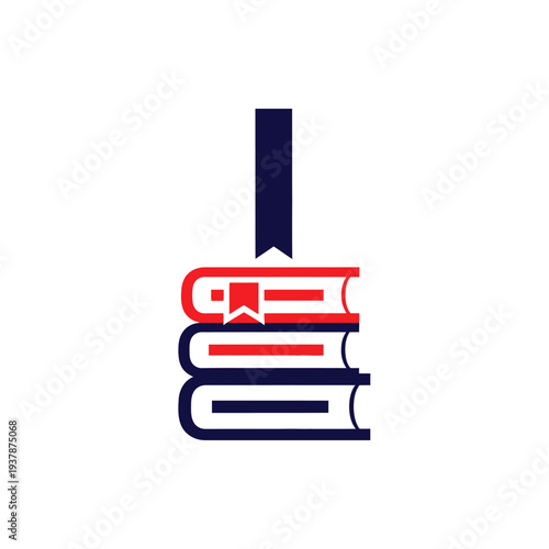 Stack of books with bookmark.