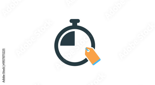 Stopwatch Icon with Hand Pointer Clicking.