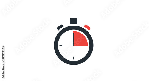 Stopwatch Icon with Red Timer Segment.