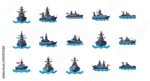 Collection of Various Naval Warships.