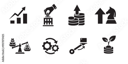 Business growth and financial icons