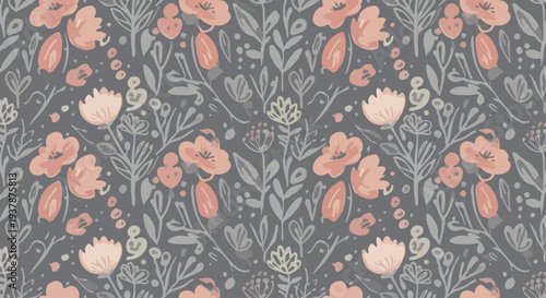 Cheerful botanical motif with vibrant yet gentle hues
