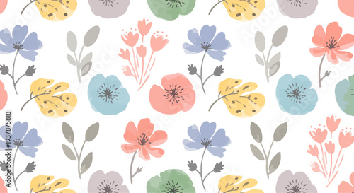 Light pastel floral pattern with a harmonious and balanced layout