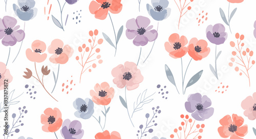 Minimal and modern botanical pattern with scattered blossoms