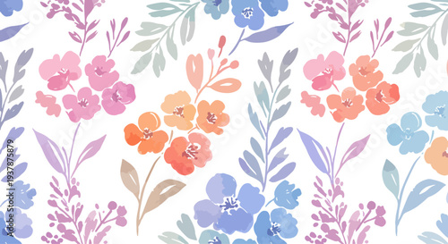 Light and airy botanical print with delicate floral accents