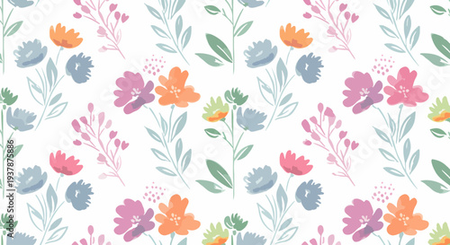 Bright botanical design with colorful blooms and gentle textures