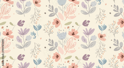 Vibrant watercolor blossoms forming a cheerful and inviting repeating pattern
