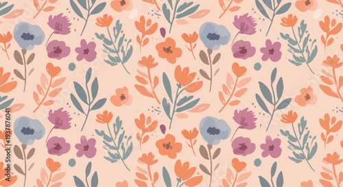 Artistic botanical print featuring soft brush strokes and stylized floral elements