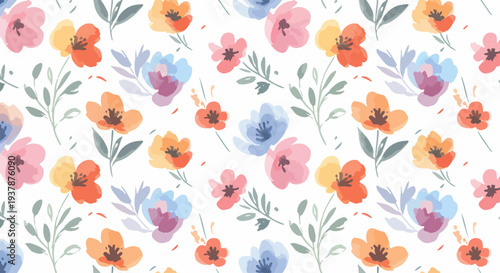 Light pastel flower arrangement with a gentle and calming visual presence across the design