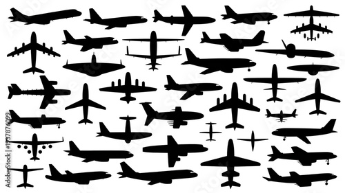 A collection of airplane silhouettes