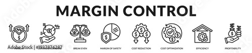 Margin control banner emphasizing precise contribution tracking and strategic cost efficiency in Lineal Icon Style