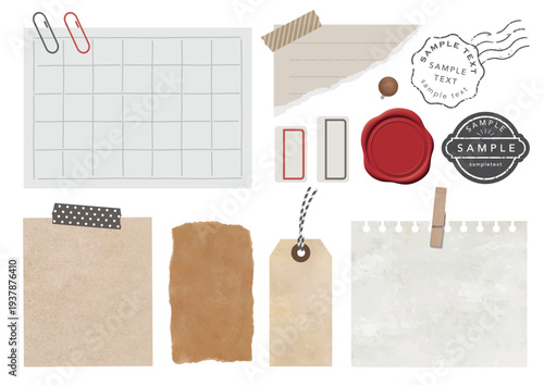 クリップ・スタンプ・紙・ノート・タグなどのフレームセット
