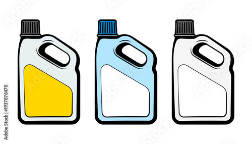 Plastic canisters with handle and label set, without background