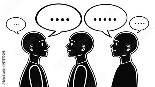 Vector illustration of Diverse people communicating with speech bubbles, symbolizing conversation and connection