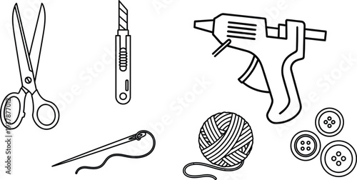 Sewing and crafting tools illustration