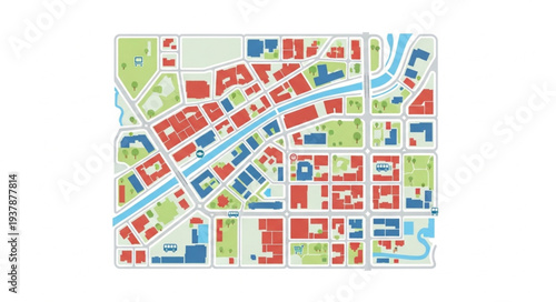 Colorful Urban City Map Illustration.