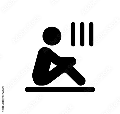 Disappointed sitting person stress failure pictogram icon silhouette vector illustration