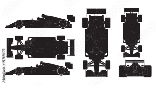 Race Car Blueprint – Formula Racing Vehicle CAD Technical Drawing