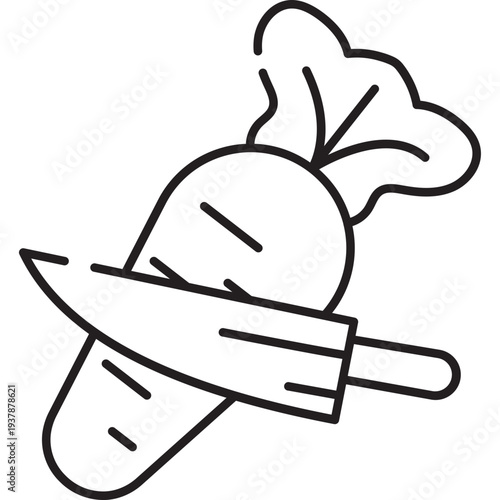 Carrot Cutting Icon Outline