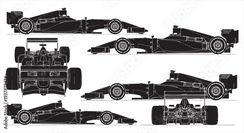 Race Car Blueprint – Formula Racing Vehicle CAD Technical Drawing