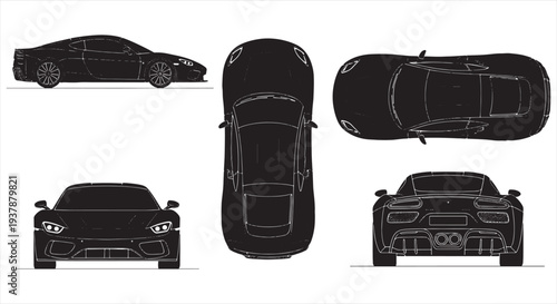 Car Blueprint Design – Automotive Engineering CAD Technical Drawing