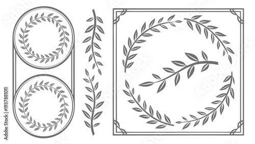 Vector illustration of Elegant Laurel Wreath Borders and Flourishes for Design and Decoration