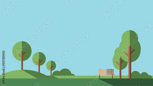 Flat Design Park Scene Vector Illustration - Outdoor Leisure & Green Space Background