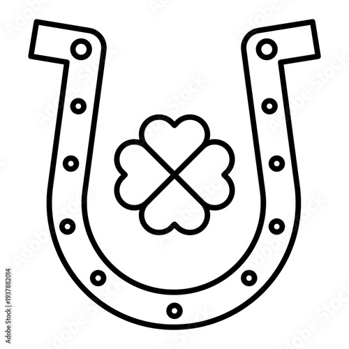 lucky horseshoe line icon with editable stroke