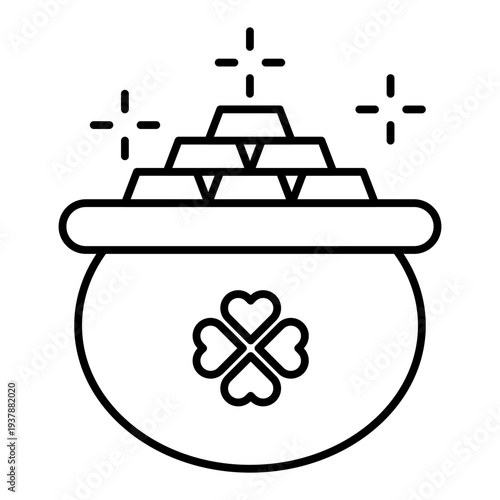 pot of gold line icon with editable stroke
