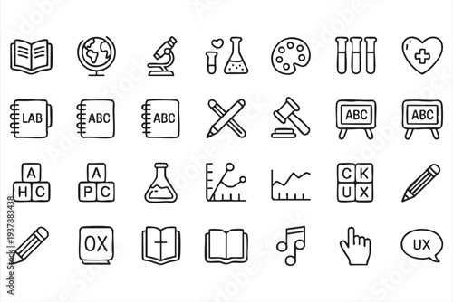 Minimal School And Study Line Icons For E Learning And Academic Design
