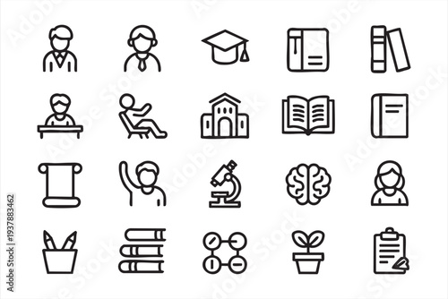 Learning And Teaching Tools Outline Icons For Educational Platforms