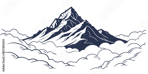 A mountain peak rising above the clouds Vector