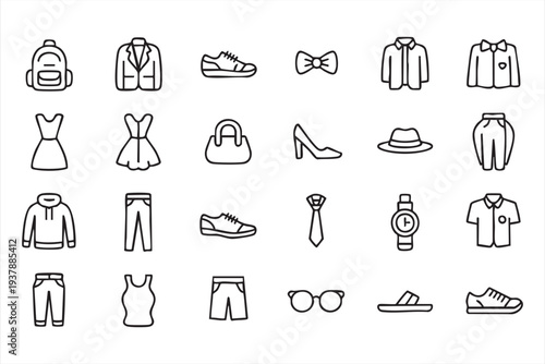 Fashion Wardrobe And Accessories Outline Icon Collection