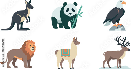 Global Wildlife and Diverse Animal Species Icons
