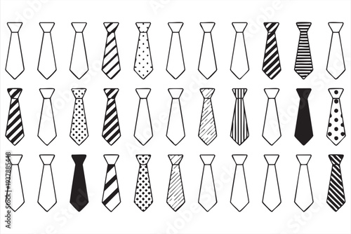 Minimal Necktie And Business Tie Pattern Outline Icon Set