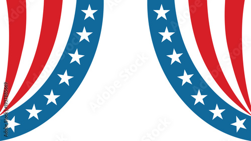 American flag patriotic curtains frame with red and white stripes and blue stars