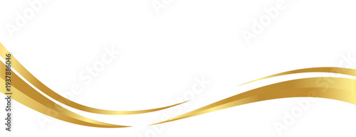 Flowing golden swooshes lines with golden gradient for a luxurious border or footer on a certificate, banner