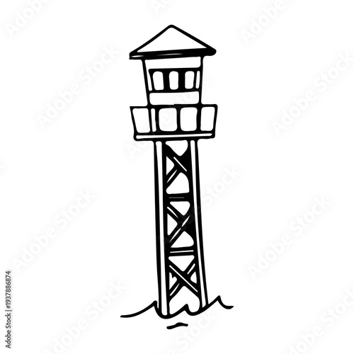 Hand Drawn Watch Tower Sketch