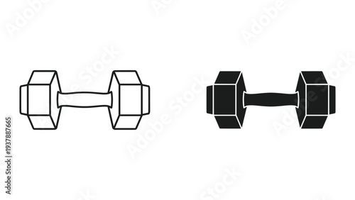 Dumbbell Weight Fitness Equipment Icon Set Strength Training
