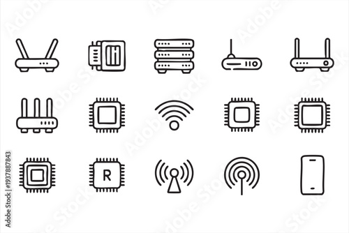 Digital Communication and Internet Technology Minimal Outline Icons